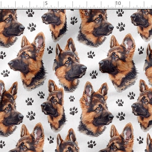 Schäferhund Baumwollstoff 100% Baumwolle, bedruckt, mit Hunden, bedruckt, Würfel zum spielen, 150 cm breit