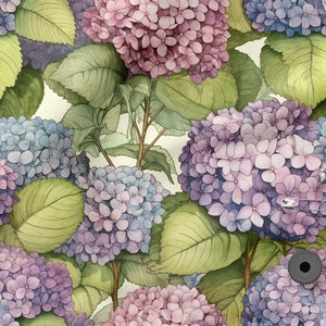 Watercolor hydrangea cotton 100%, Eco-print, Printed Cotton Watercolor hydrangea fabric, Width 150cm /60"