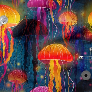 JELLYFISH cotton 100%, Eco-print, Cotton Fabric, Width 150cm /60"