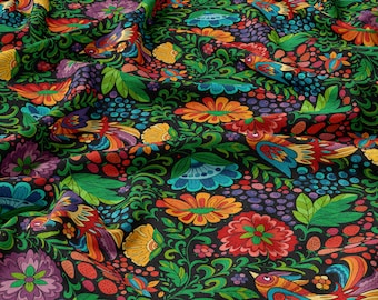Colorful Meadow Linen 100%, Eco-print, Printed Linen fabric, Colorful Flower Fabric, Softened linen for sewing, Width 150cm /60"