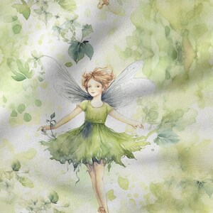 Fairy forest  cotton 100%, Eco-print, Printed Cotton fairy fabric, Width 150cm /60"