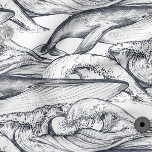 Whale World cotton 100%, Eco-print, Printed Cotton Fabric, Whale fabric, Width 150cm /60&quot;