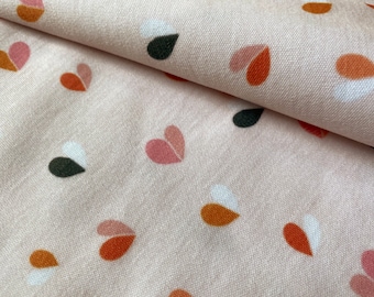 Cotton Knit Fabric Baby Pattern, Stretchable, Hearts Cotton Knit, Eco-Print, 200gsm weight