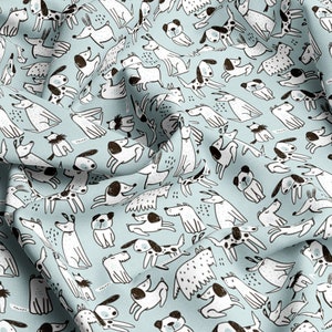 Funny Dogs VISCOSE Fabric 100%, Eco-print, Printed Viscose Fabric, Light and Delicate, Width 145cm /57&quot;