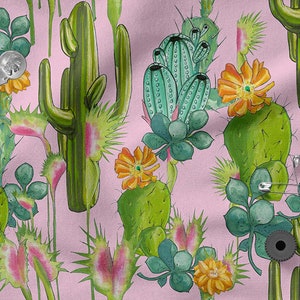 Colorful DESERT cotton 100%, Eco-print, Printed Cotton Fabric, CACTI  fabric, Width 150cm /60&quot;