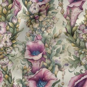 Floral cotton 100%, Eco-print, Printed Cotton floral fabric, Width 150cm /60"