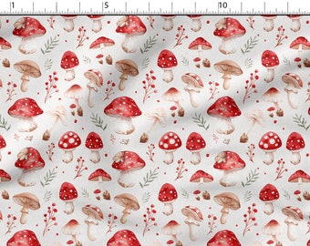 Mushrooms   cotton 100%, Eco-print, Printed Cotton forest fabric, Width 150cm /60"