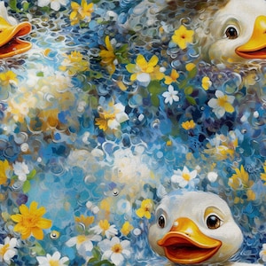 Colorful Ducks cotton 100%, Eco-print, Printed Cotton Fabric, DUCKS  fabric, Width 150cm /60&quot;