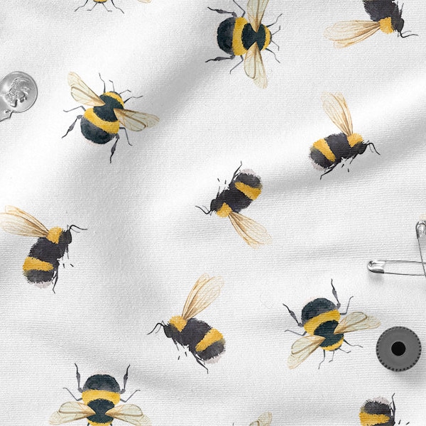 BUMBLEBEES coton 100%, Eco-print, Tissu en coton imprimé, Largeur 155cm /61 »