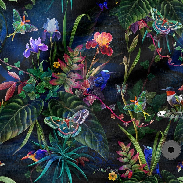 Tropical cotton fabric 100%, Eco-print, Printed Cotton Fabric, Tropic fabric, Width 150cm /59"