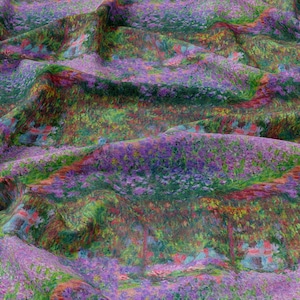 Monet Linen fabric Garden, Artwork on linen, Monet on Fabric, Softened linen for sewing, Width 150cm /60&quot;
