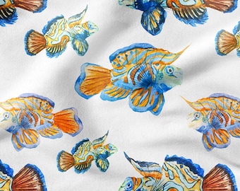 COLORFUL FISH Sea Ocean, cotton 100%, Eco-print, Printed Cotton Fabric, Width 155cm /61"