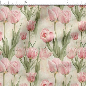 Tulipani primaverili cotone 100%, stampa ecologica, tessuto floreale in cotone stampato, larghezza 150 cm /60"