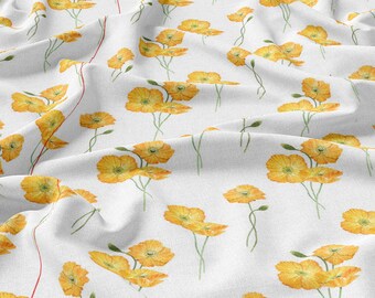 Linen fabric Floral, Summer  Flowers, Linen 100%, Softened linen for sewing, Width 150cm /60"