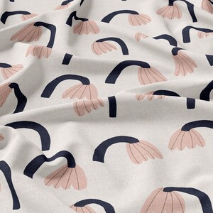 Flowers Linen 100%, Eco-print, Printed Linen fabric, Softened linen for sewing, Width 150cm /60"