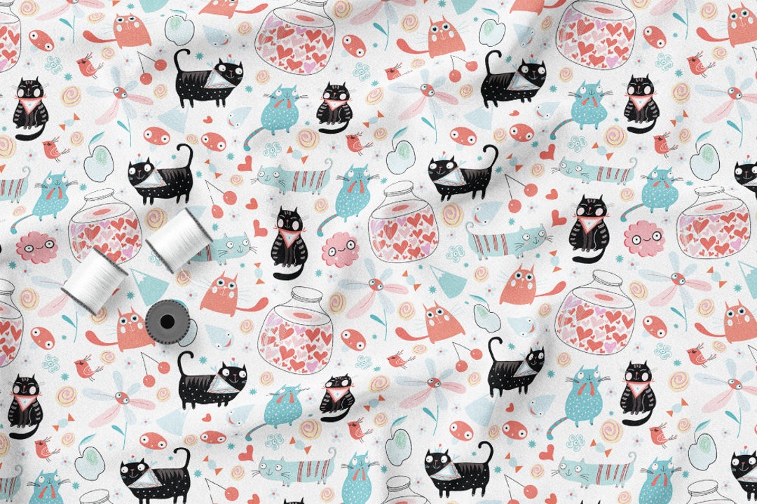 Funny Cats, Cotton Knit Fabric, Jersey Knit Fabric, Sweatshirt Knit ...