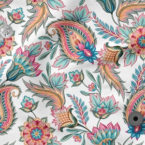 Paisley Flowers cotton 100%, Eco-print, Printed Cotton Fabric, Width 150cm /60"
