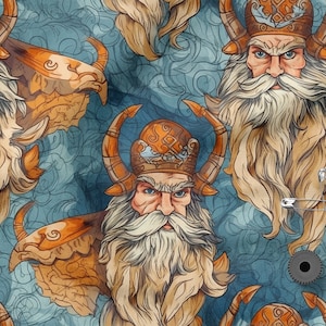 Vikings cotton 100%, Eco-print, Printed Cotton Vikings fabric, Width 150cm /60&quot;