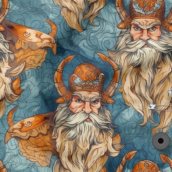 Vikings cotton 100%, Eco-print, Printed Cotton Vikings fabric, Width 150cm /60"