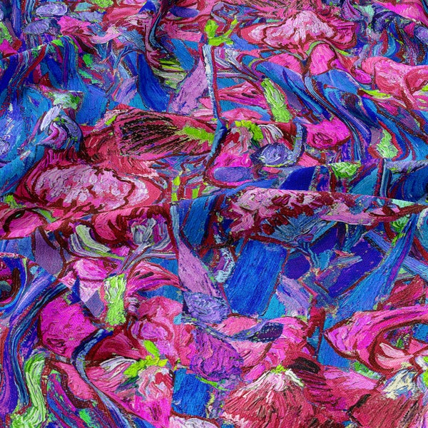 Iris, une oeuvre d'art, 100 % lin, Impression écologique, Tissu en lin imprimé, Lin adouci pour la couture, Largeur 150 cm
