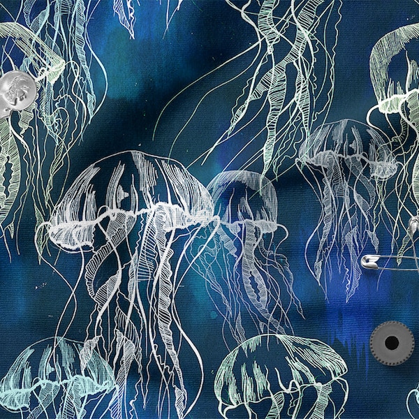 JELLYFISH cotton 100%, Eco-print, Cotton Fabric, Width 150cm /60"