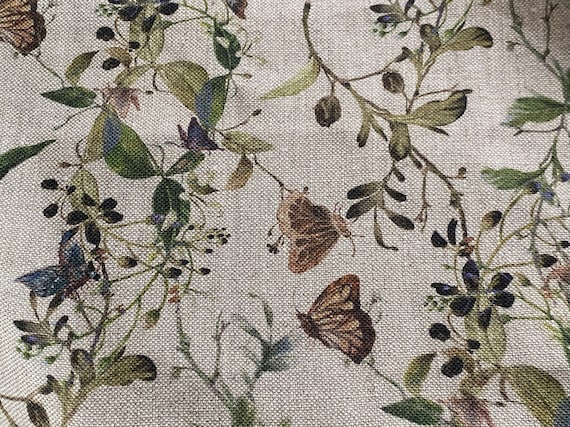 Meadow, Summer Meadow Flowers, Linen 100%, Eco-print, Printed Linen fabric,  Softened linen for sewing, Width 150cm /60