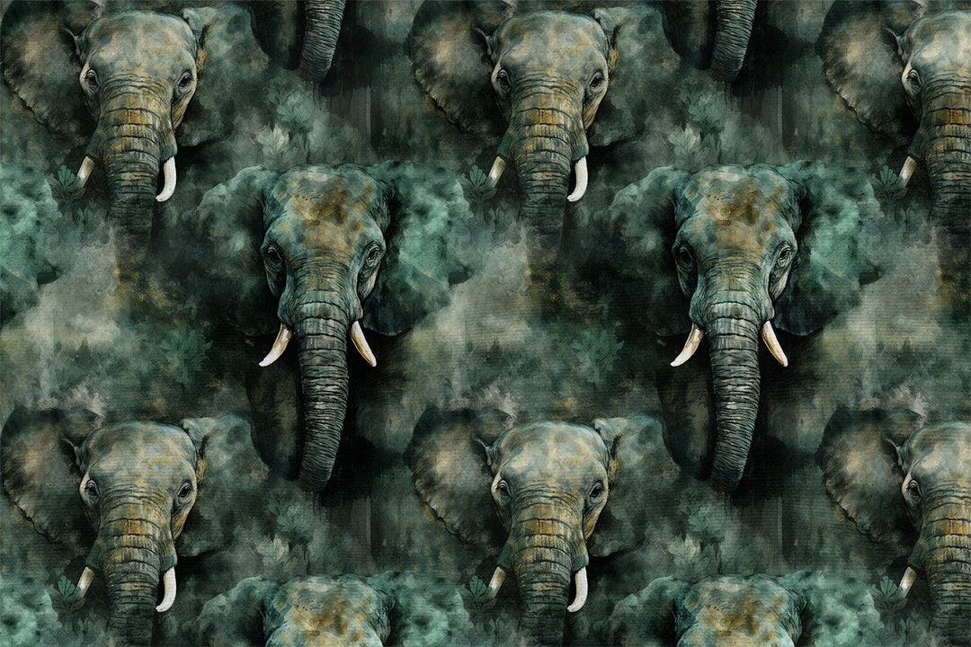 Elephant Cotton 100%, Eco-print, Printed Cotton Elephant Fabric, Width ...