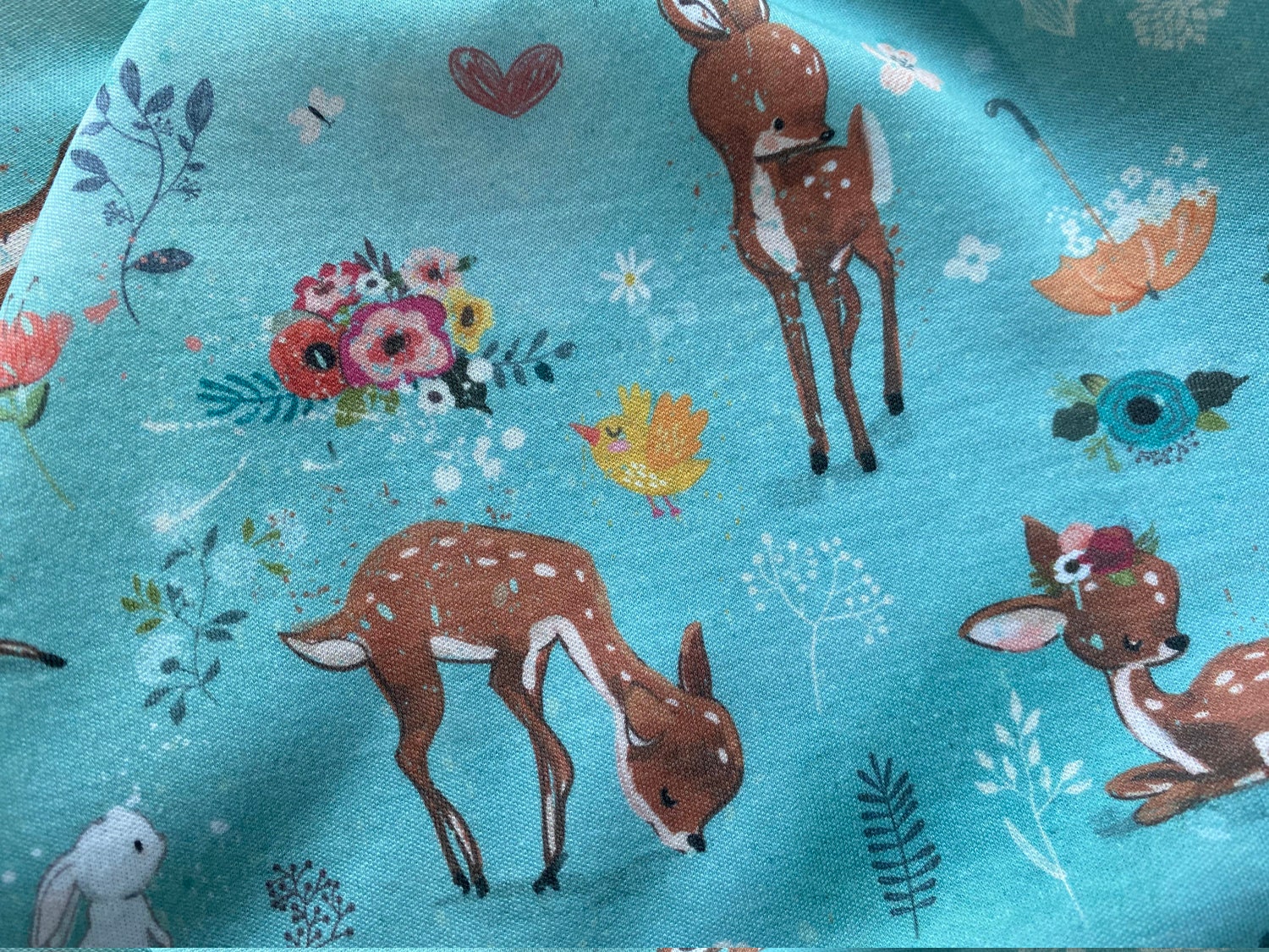Cotton Knit Fabric Baby Pattern Stretchable Forest Friends Etsy
