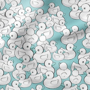 BATH DUCKS cotton 100%, Eco-print, Printed Cotton Fabric, DUCKS fabric, Width 150cm /60"