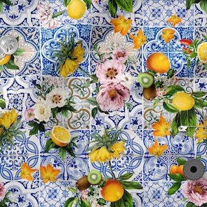 Colorful LEMON cotton 100%, Eco-print, Printed Cotton Fabric, LEMONfabric, Width 150cm /60&quot;