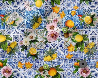 Colorful LEMON cotton 100%, Eco-print, Printed Cotton Fabric, LEMONfabric, Width 150cm /60"