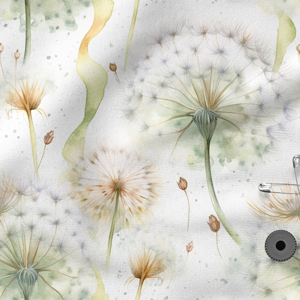 Dandelion cotton 100%, Eco-print, Printed Cotton dandelion fabric, Width 150cm /60"