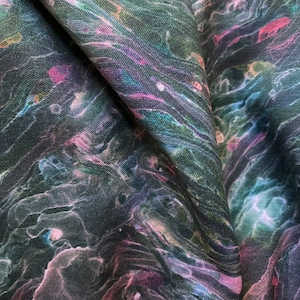 Cotton Knit Fabric Microcosm, Stretchable, Colorful Cotton Knit, Eco-Print, 200gsm weight