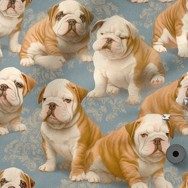 Bulldog cotton 100%, Eco-print, Printed Cotton bulldog fabric, Width 150cm /60"