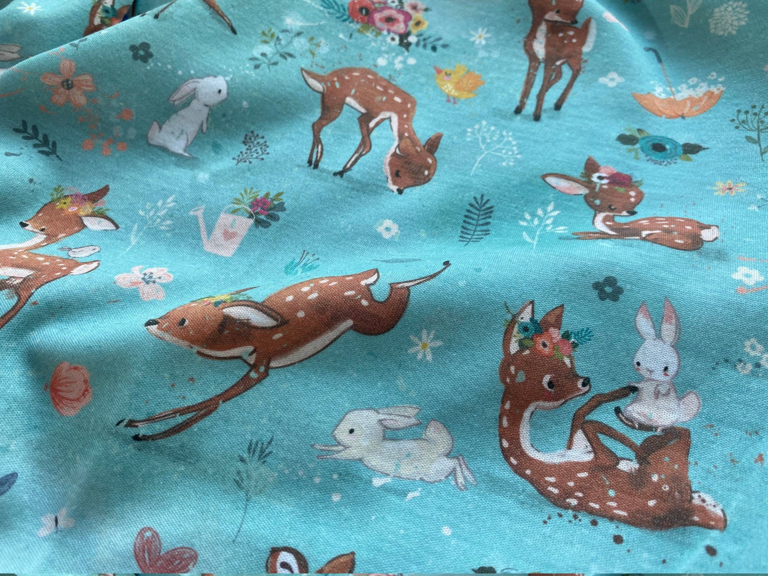 Cotton Knit Fabric Baby Pattern Stretchable Forest Friends Etsy