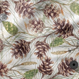 PINE FOREST cotone 100%, Eco-print, Tessuto di cotone stampato, Larghezza 150cm /60"