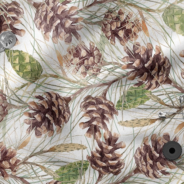 PINE FOREST cotton 100%, Eco-print, Printed Cotton Fabric, Width 150cm /60"
