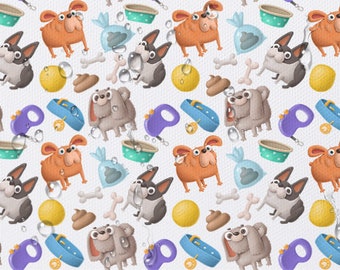 Waterproof fabric Sweet Dogs, PN-EN ISO, 600D weave, 200G/m2, Width 150cm /60"