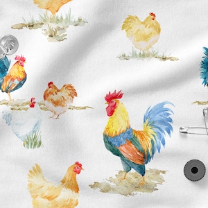 Hahn Hühner Baumwolle bedruckt 100% Baumwolle, Eco-print, 150 cm breit