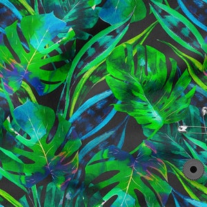 Tropical Cotton Fabric, Eco-print, Cotton Knit Fabric, Sweatshirt Fabric Leaves Pattern- fabrics to choose from