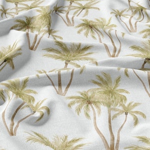 Palm Trees Linen 100%, Eco-print, Tessuto di lino stampato, Magic Morocco, Lino ammorbidito per cucito, Larghezza 150cm /60"
