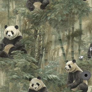 Panda cotton 100%, Eco-print, Printed Cotton panda fabric, Width 150cm /60&quot;