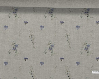 Linen fabric Tiny Meadow Summer Meadow Flowers Beige in melange Flowers Linen Softened linen for sewing, Width 150cm /60"