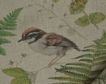 Linen fabric, Forest Life, Beige in melange, Softened linen for sewing, Width 150cm /60"