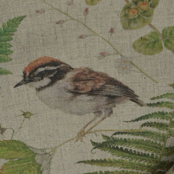 Linen fabric, Forest Life, Beige in melange, Softened linen for sewing, Width 150cm /60"