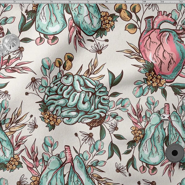 Internal Organs cotton 100%, Eco-print, Printed Cotton Fabric, Organs fabric, Width 150cm /60"