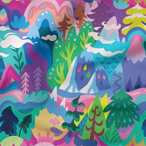 RAINBOW WORLD cotone 100%, Eco-print, Tessuto di cotone stampato, Tessuto FABULOUS World, Larghezza 150cm /60"