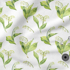 Lily of the Valley Fabric, Eco-print, COTTON fabric LINEN fabric Knitted fabric VISCOSE Cordura Velvet Bamboo fabric -Fabrics to choose from