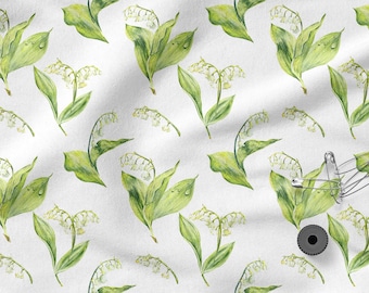 Lily of the Valley Fabric, Eco-print, COTTON fabric LINEN fabric Knitted fabric VISCOSE Cordura Velvet Bamboo fabric -Fabrics to choose from