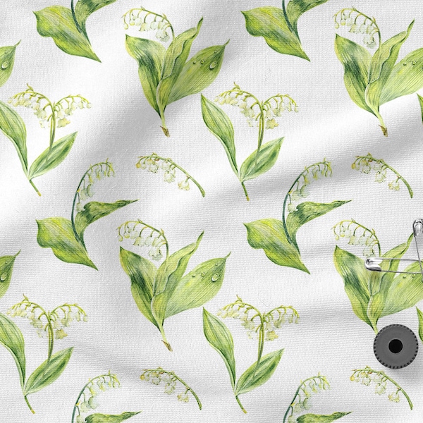 Lily of the Valley Fabric, Eco-print, COTTON fabric LINEN fabric Knitted fabric VISCOSE Cordura Velvet Bamboo fabric -Fabrics to choose from